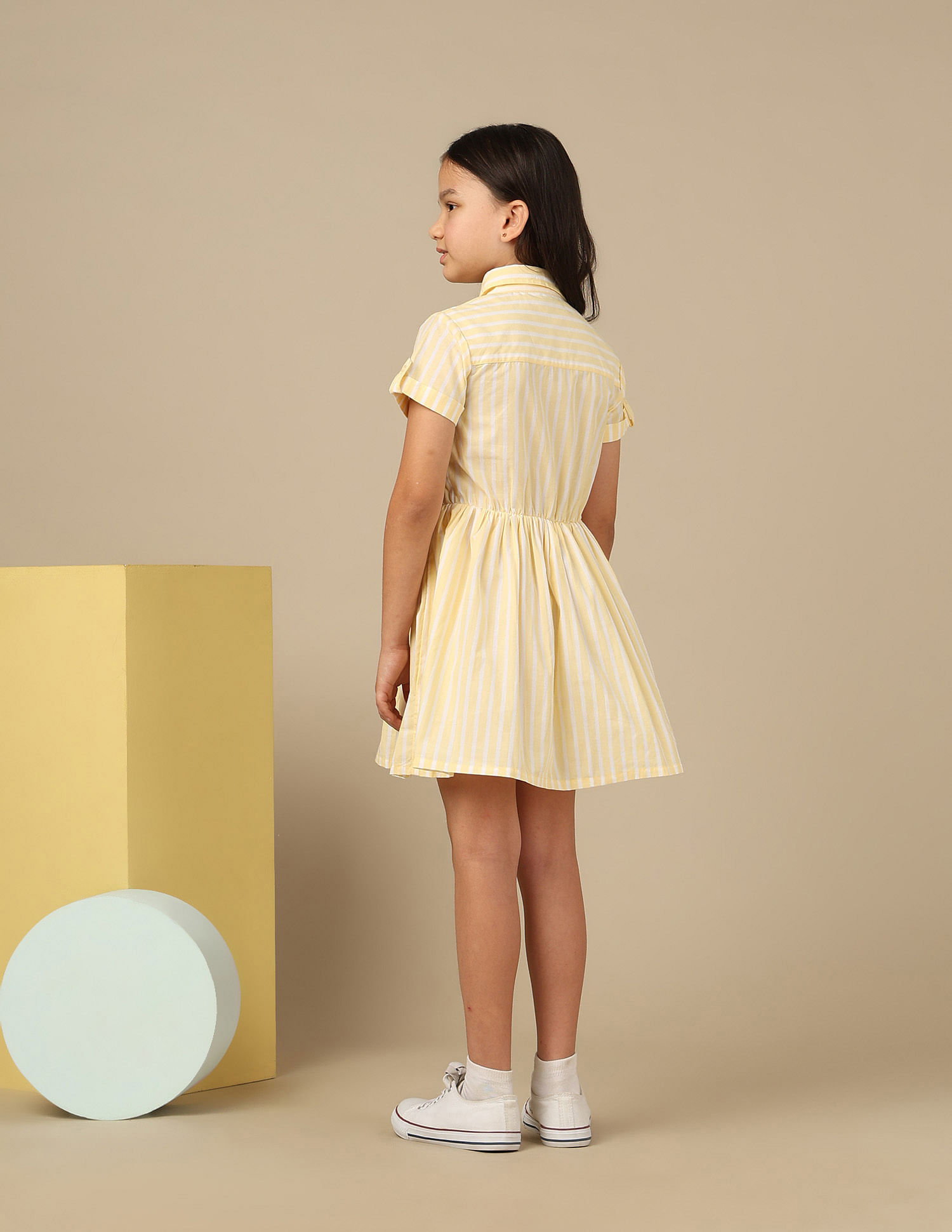U.S. Polo Assn. Kids Girls Vertical Striped Shirt Dress
