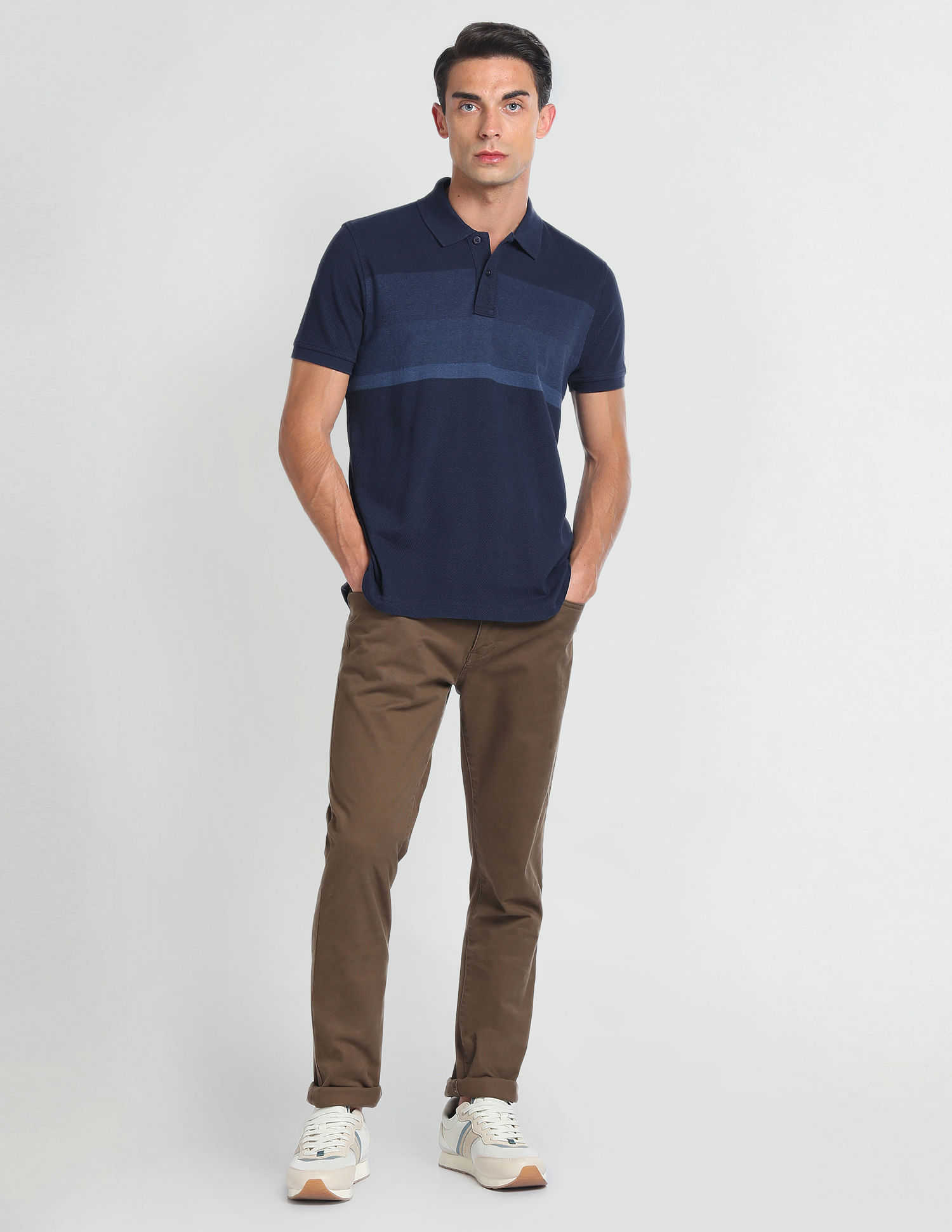 Arrow Sports Colour Block Cotton Polo Shirt