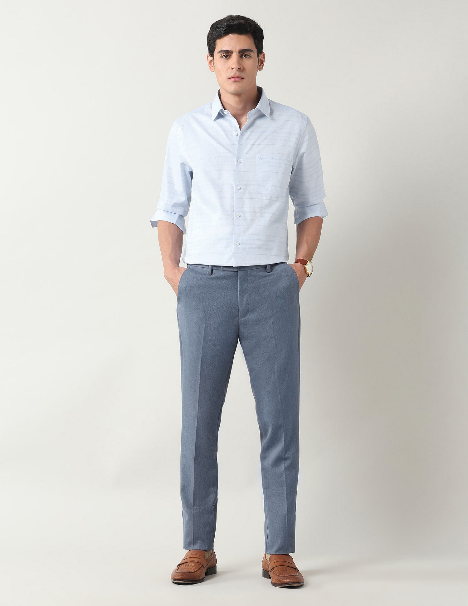 Arrow Slim Fit Textured Trousers