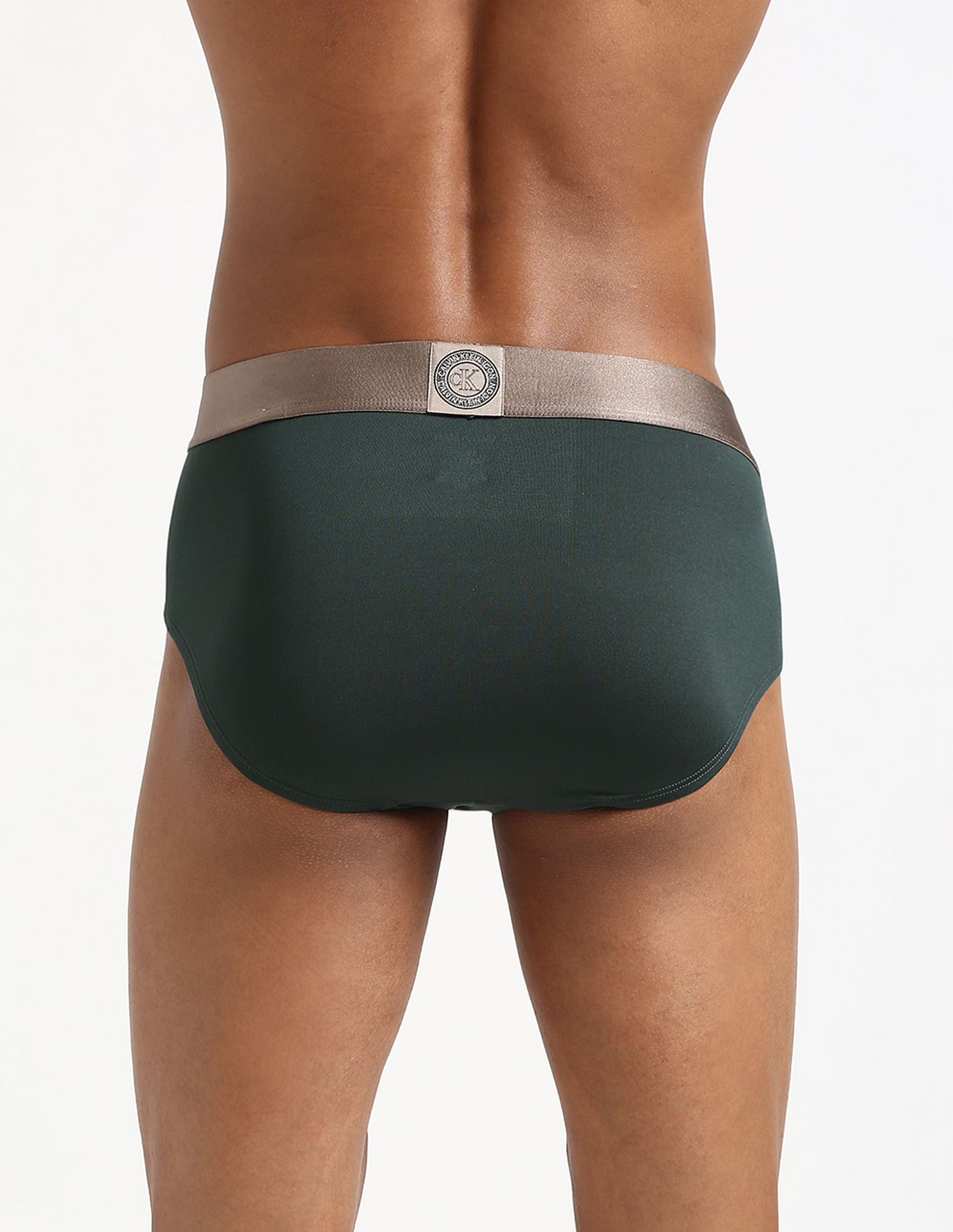 Calvin Klein Underwear Mens Solid Green Briefs