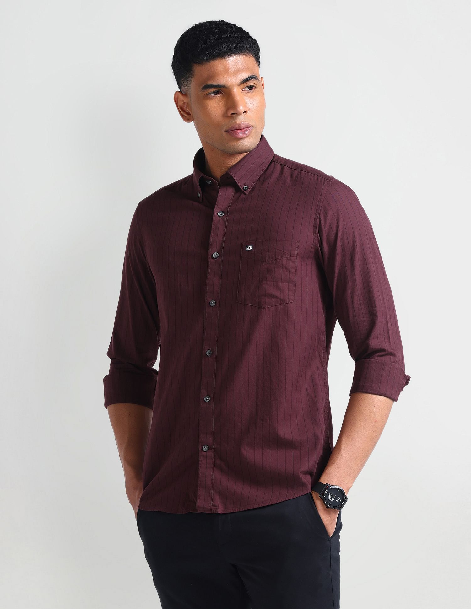 Arrow Sport Button Down Collar Striped Shirt