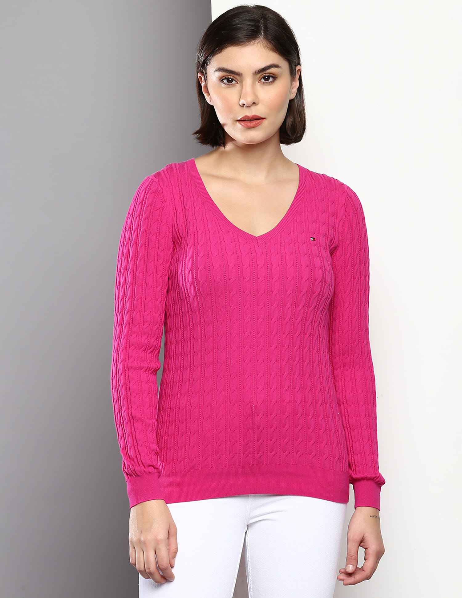 大谷映美里　RM logo knit_M size【pink】 Knit Sweater Magenta | Organic Cotton | Nom Originals