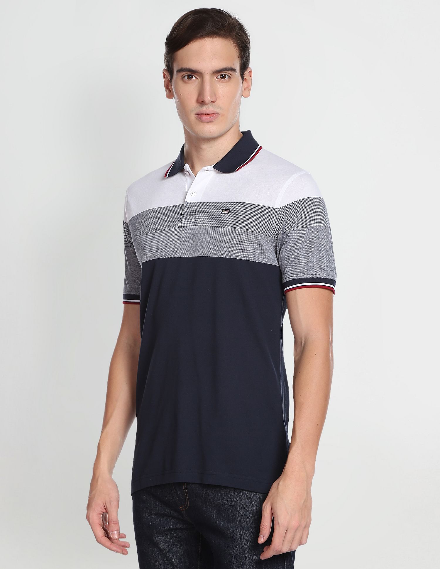 Arrow Sports Colour Block Cotton Polo Shirt