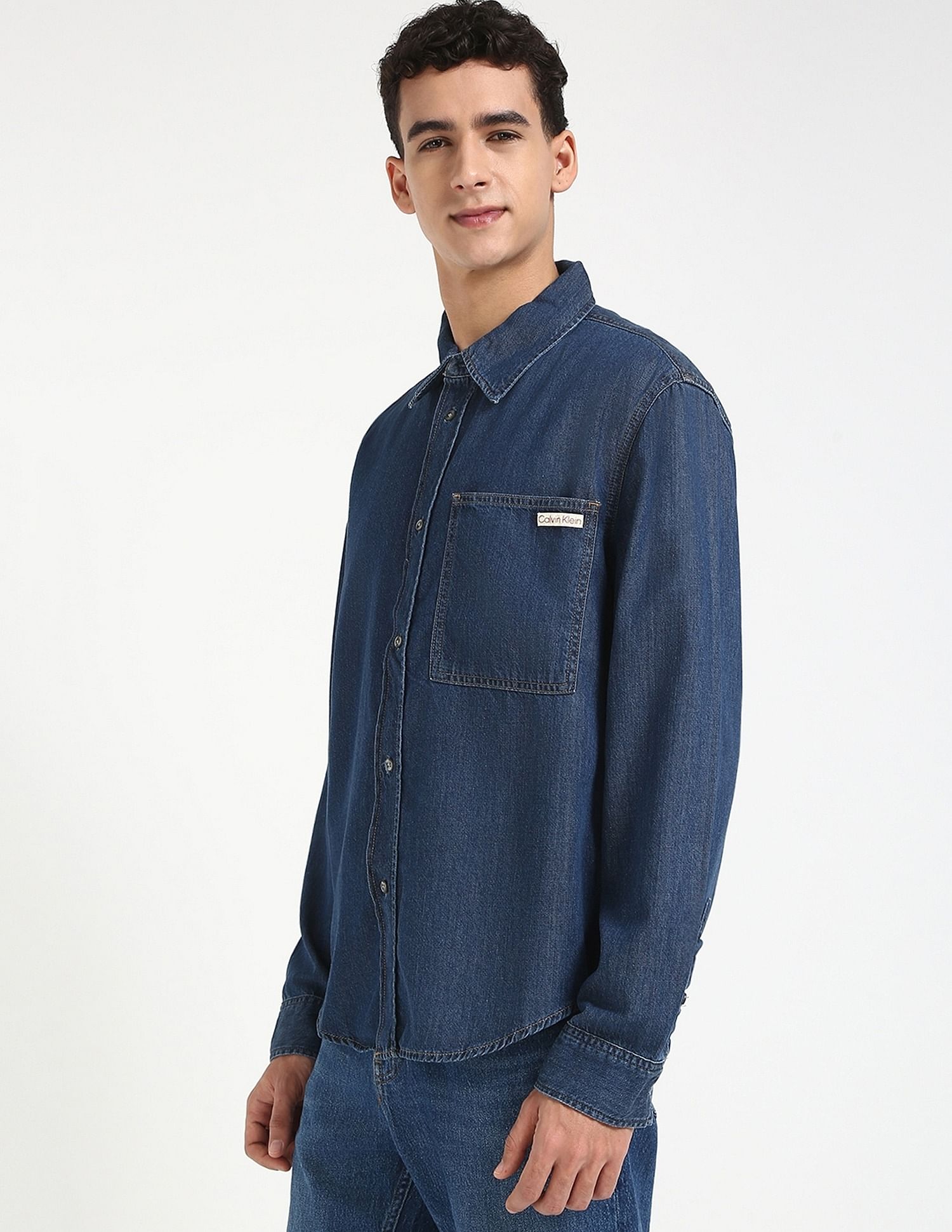 Calvin Klein Jeans Solid Regular-Fit Denim Shirt