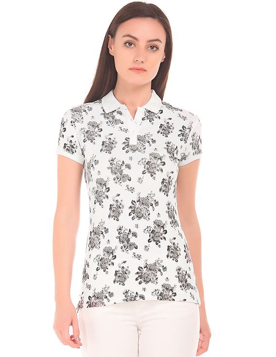 Buy Polo Women Floral Print Pique Polo Shirt