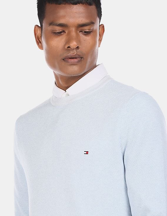 Tommy Hilfiger Men Light Blue Crew Neck 