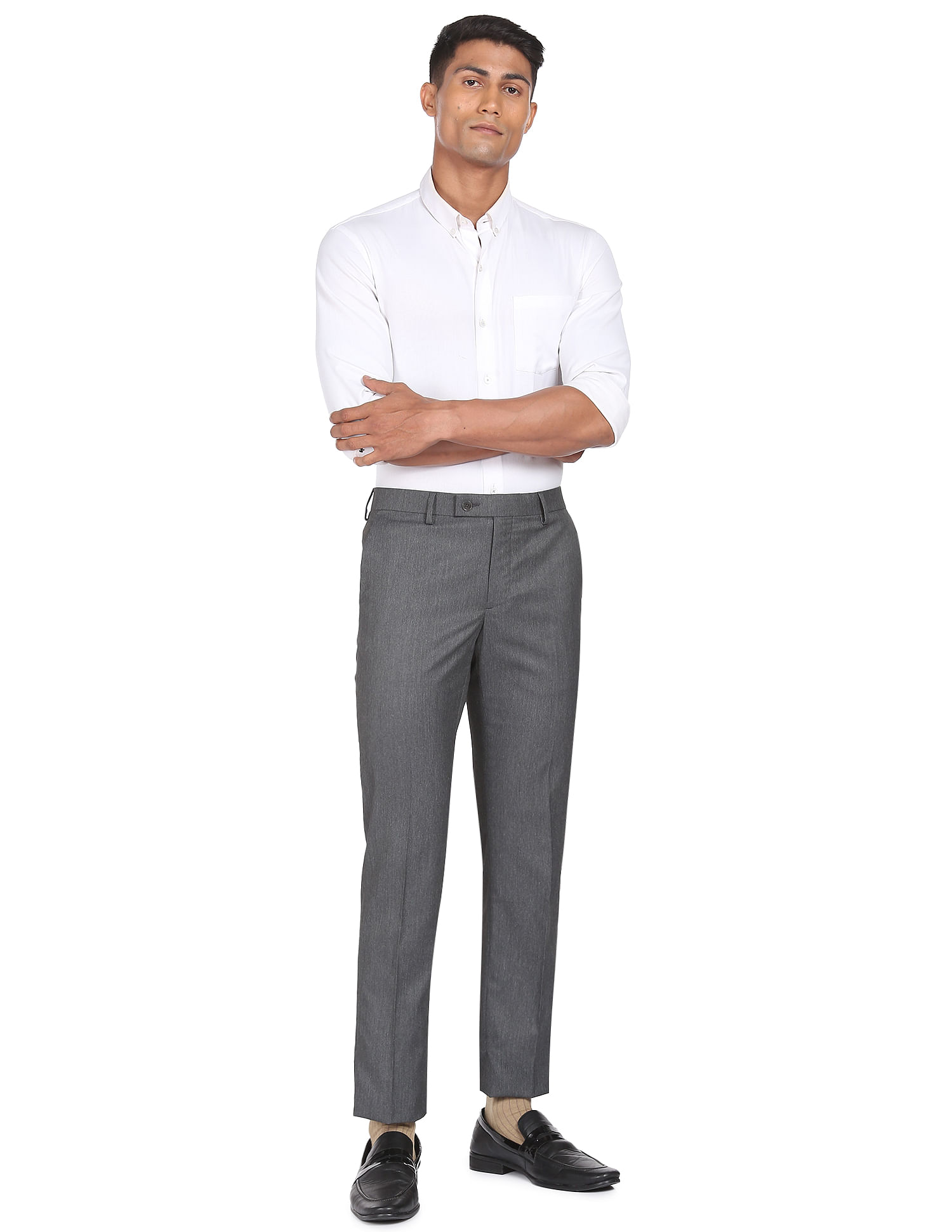 Buy Men Grey Slim Fit Textured Full Sleeves Party Shirt Online - 278073 |  Van Heusen