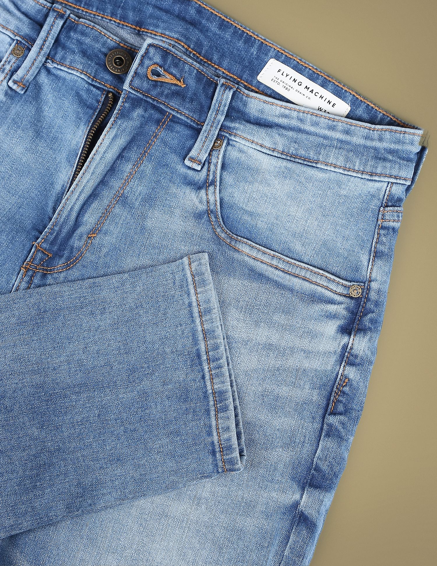 Flying Machine Slim Tapered Fit Stone Wash Authentic Signature Jeans