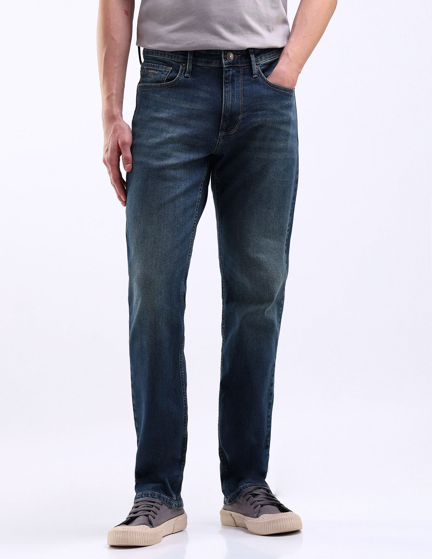 Flying Machine Freddie Slim Straight Fit Stone Wash Jeans