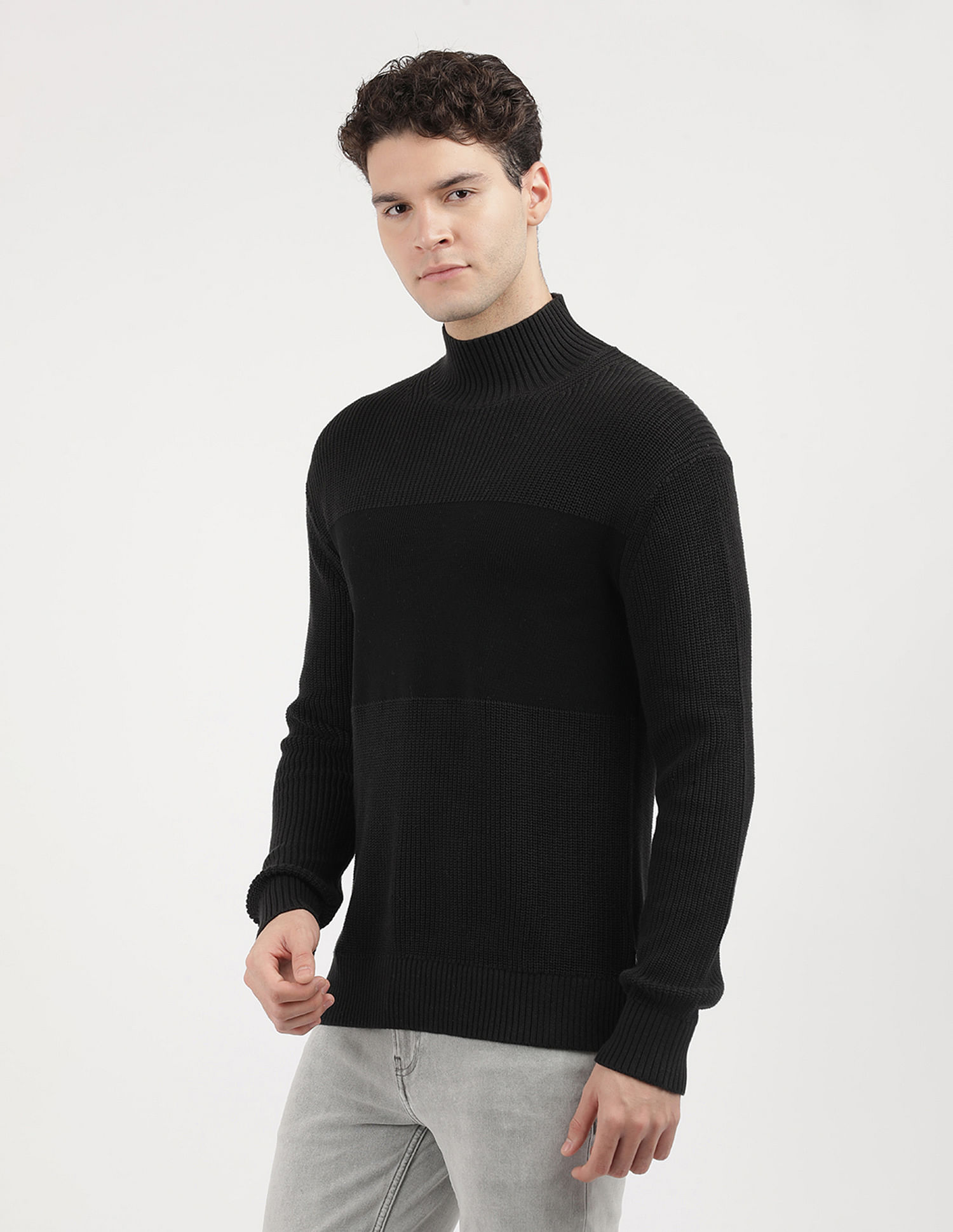 Calvin Klein Jeans Mixed Stitch High Neck Sweater