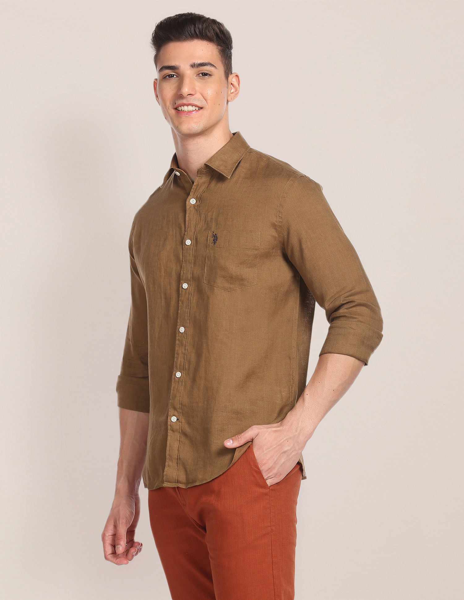 U.S. Polo Assn. Pure Linen Solid Shirt