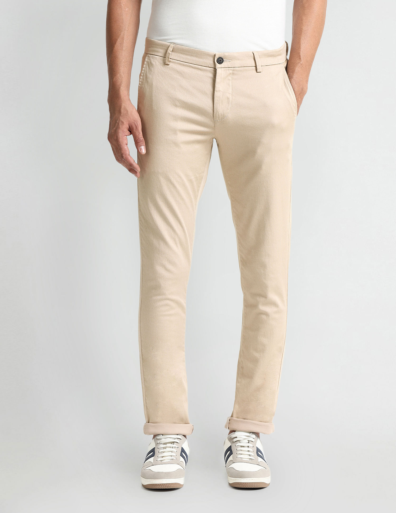 Arrow Sport Slim Fit Patterned Dobby Trousers