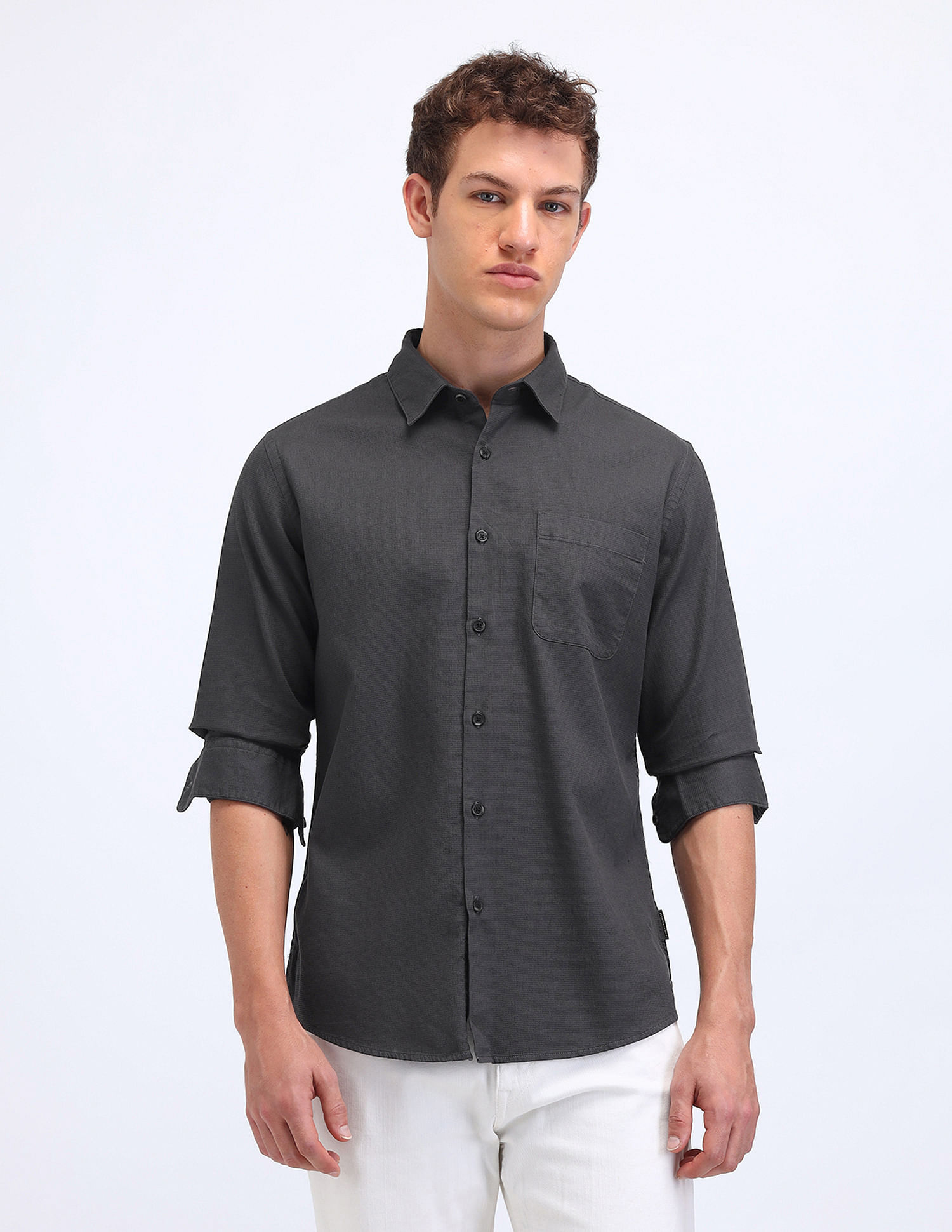 Flying Machine Textured Slim Fit Shirt