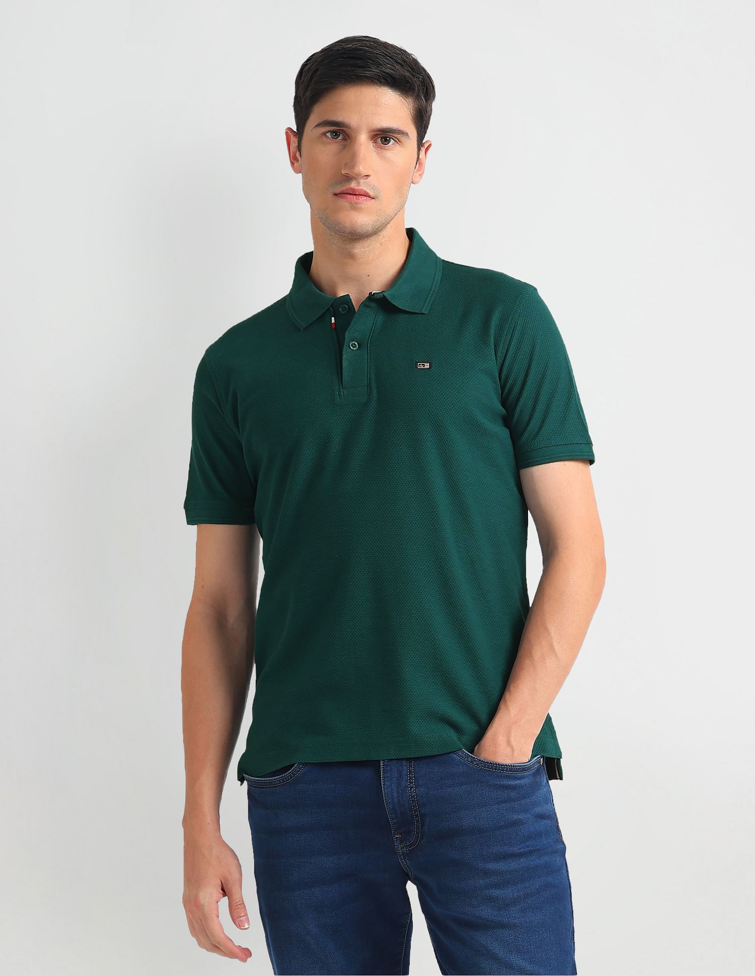 Arrow Sports Pure Cotton Textured Polo Shirt