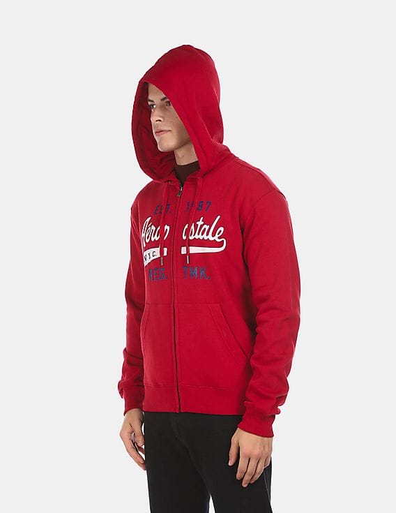Sweat à Zip Aeropostale Rouge Pour Femme - Taille M (Juniors) - Occasion Très Bon état - Style Veste De Sport