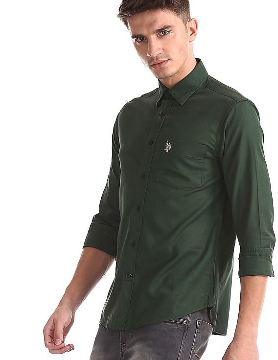 bottle green mens shirt