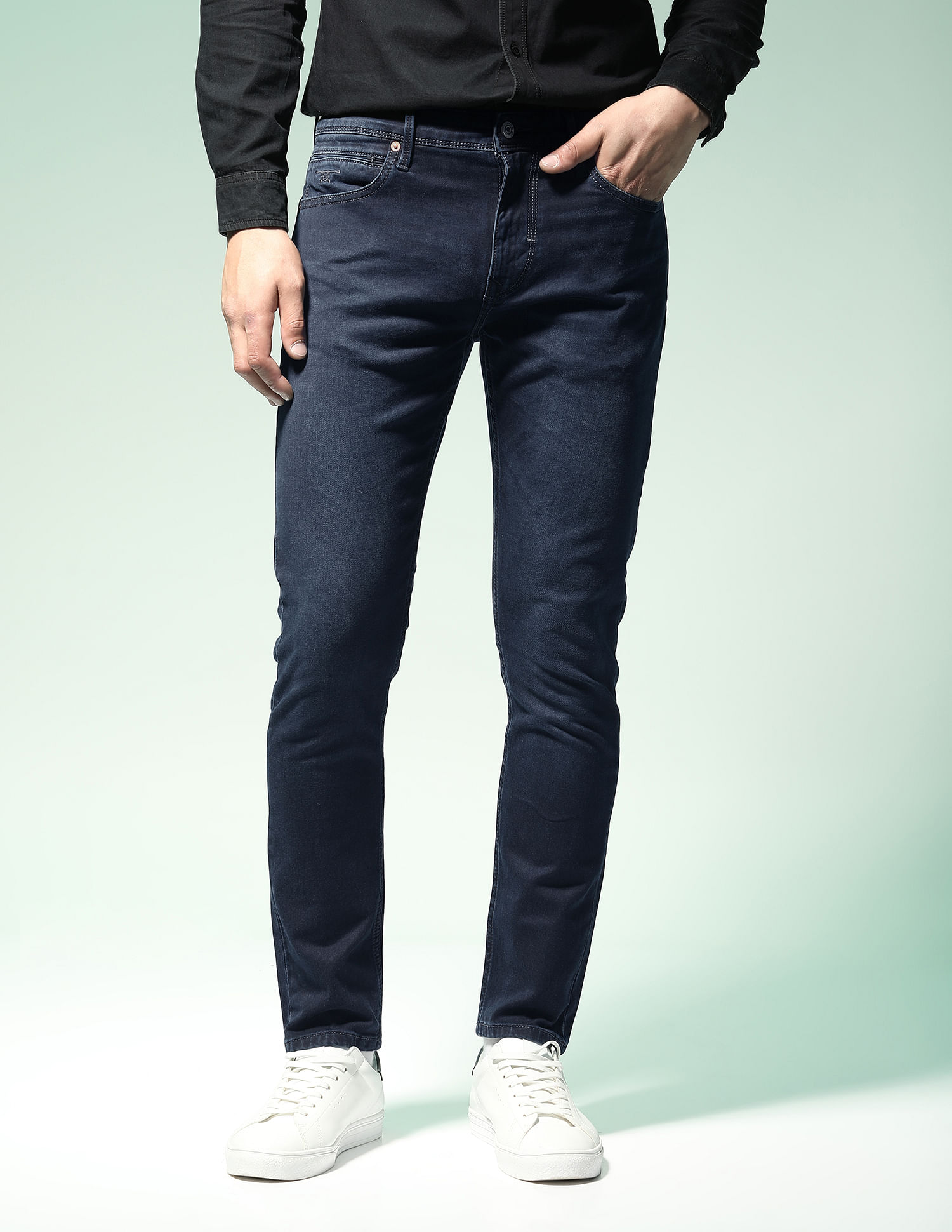 Buy Flying Machine Mid Rise Slash Slim Tapered Jeans 