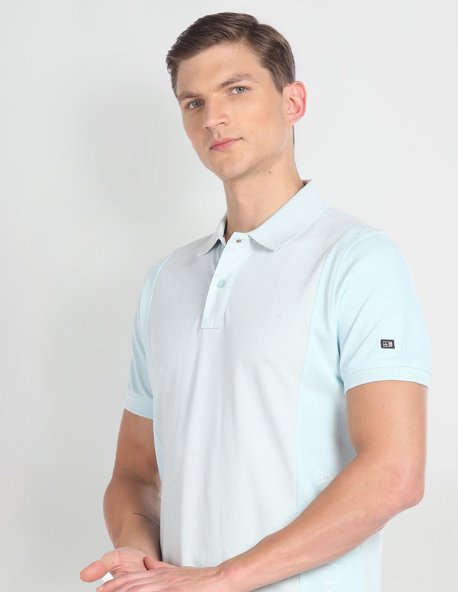 Arrow Sports Tonal Colour Block Cotton Polo Shirt