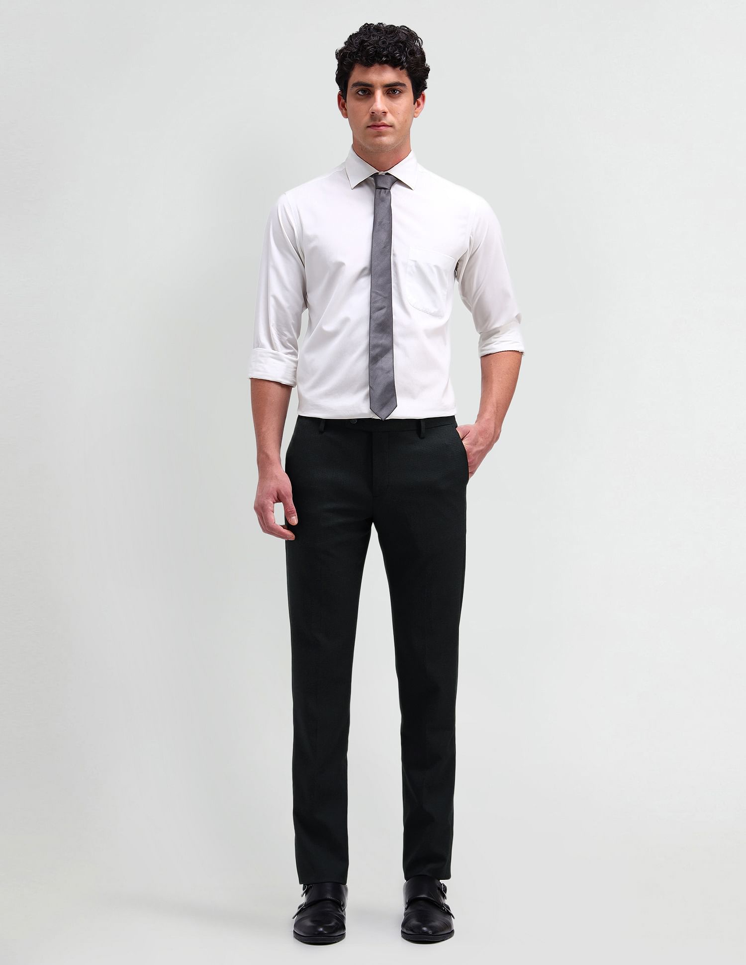 Arrow Denver Slim Fit Solid Trousers