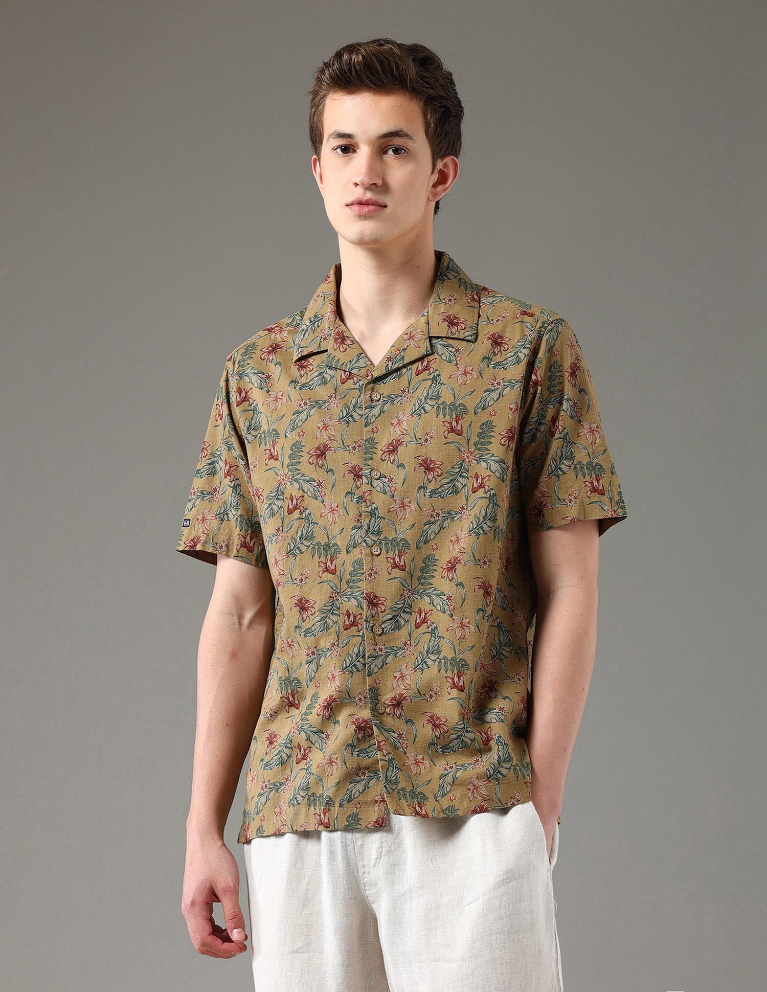 Arrow Sport Floral Pattern Regular Fit Shirt