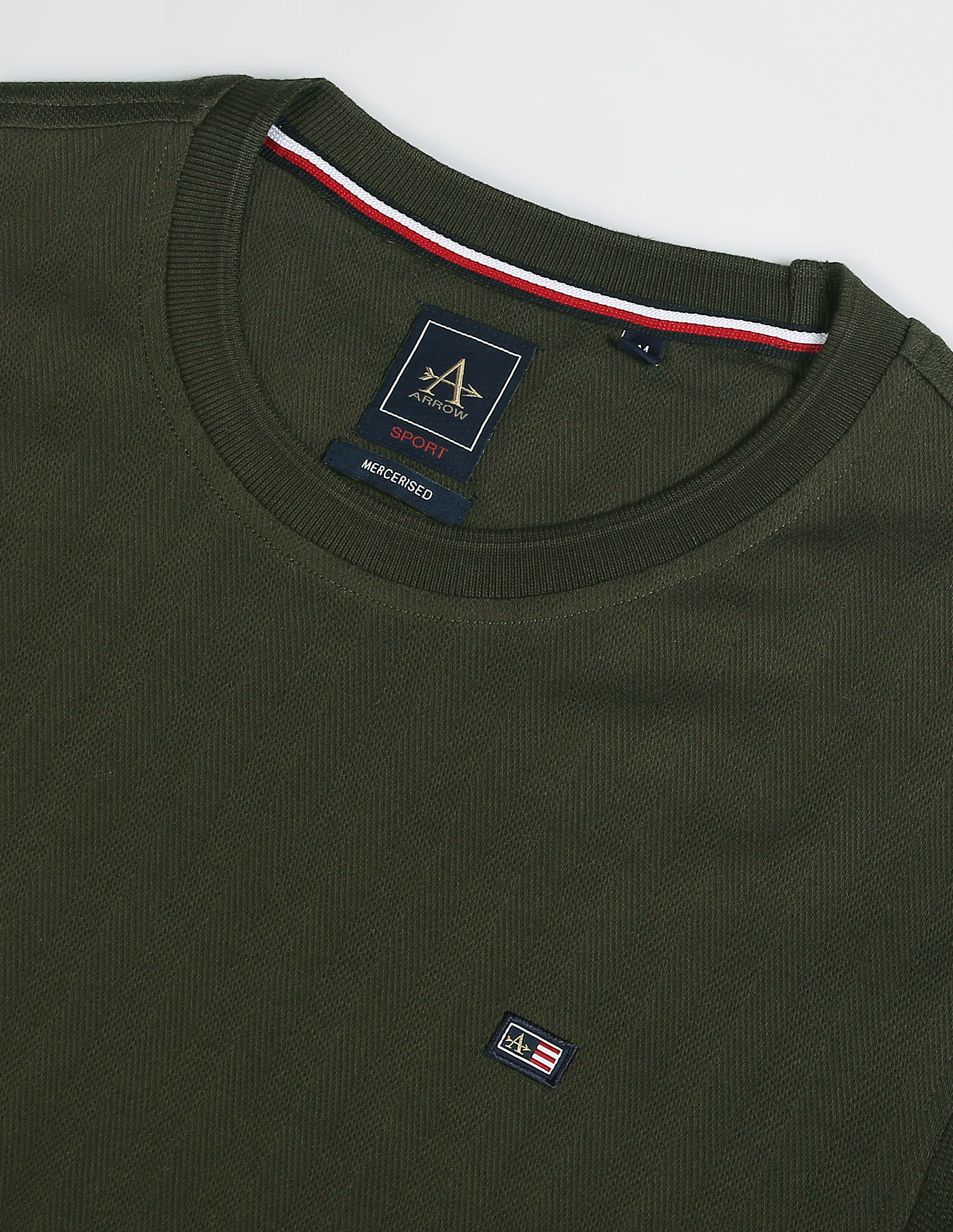 Arrow Sports Patterned Knit Mercerised Cotton T-Shirt