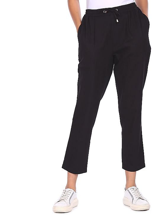 Women Solid Drawstring Loose Long Straight Trousers Casual Baggy Wide Leg  Pants  Fruugo IN