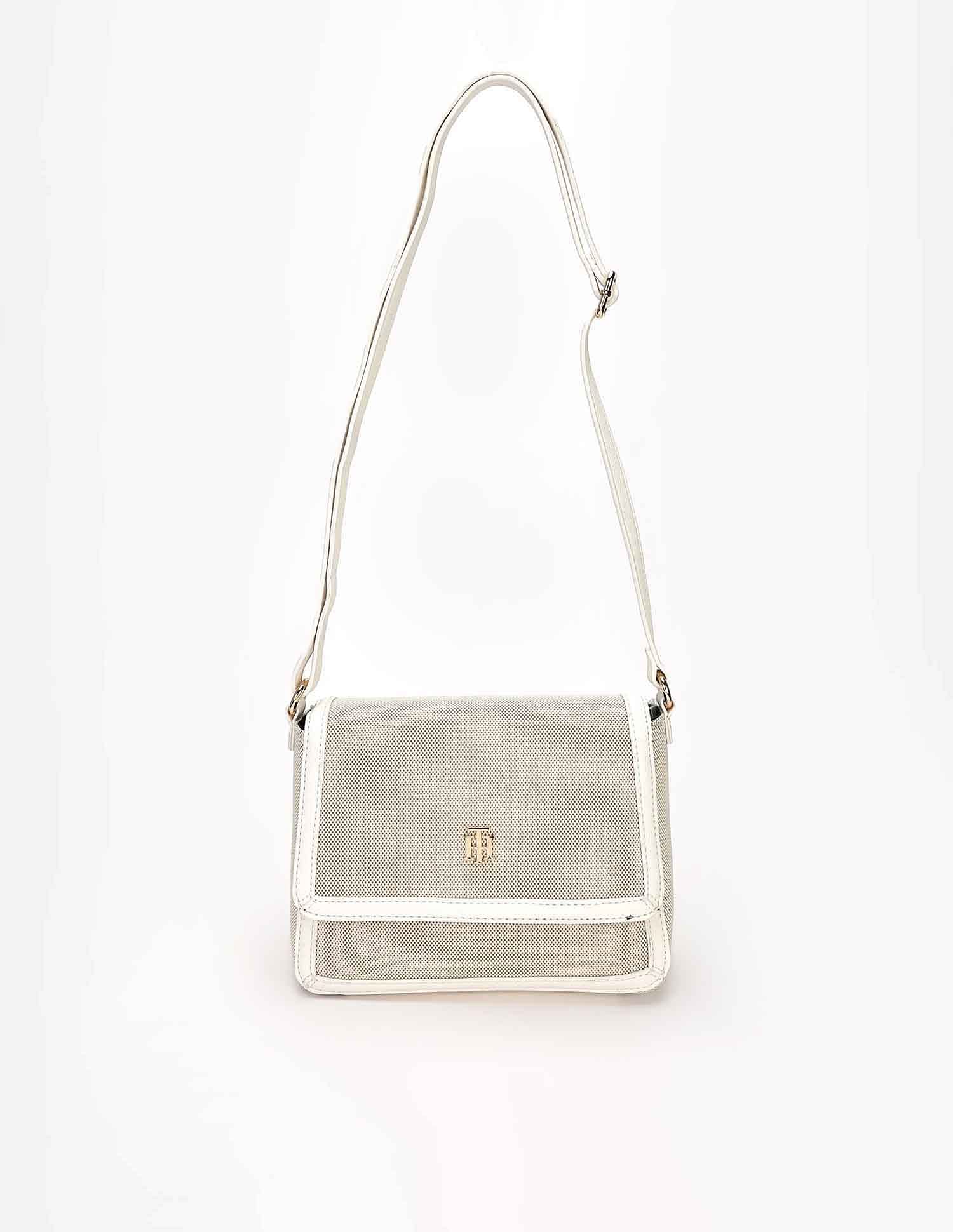 Tommy Hilfiger Solid White Polyester Sling Bags