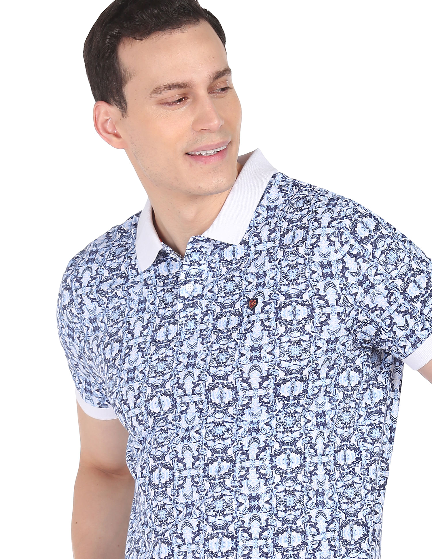 AD by Arvind Modern Abstract Print Polo Shirt