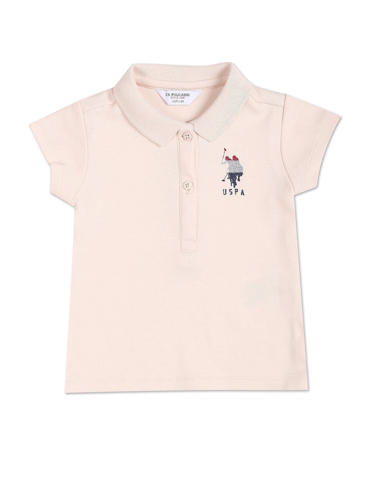 U.S. Polo Assn. Kids Girls Solid Cotton Coordinate Polo Shirt