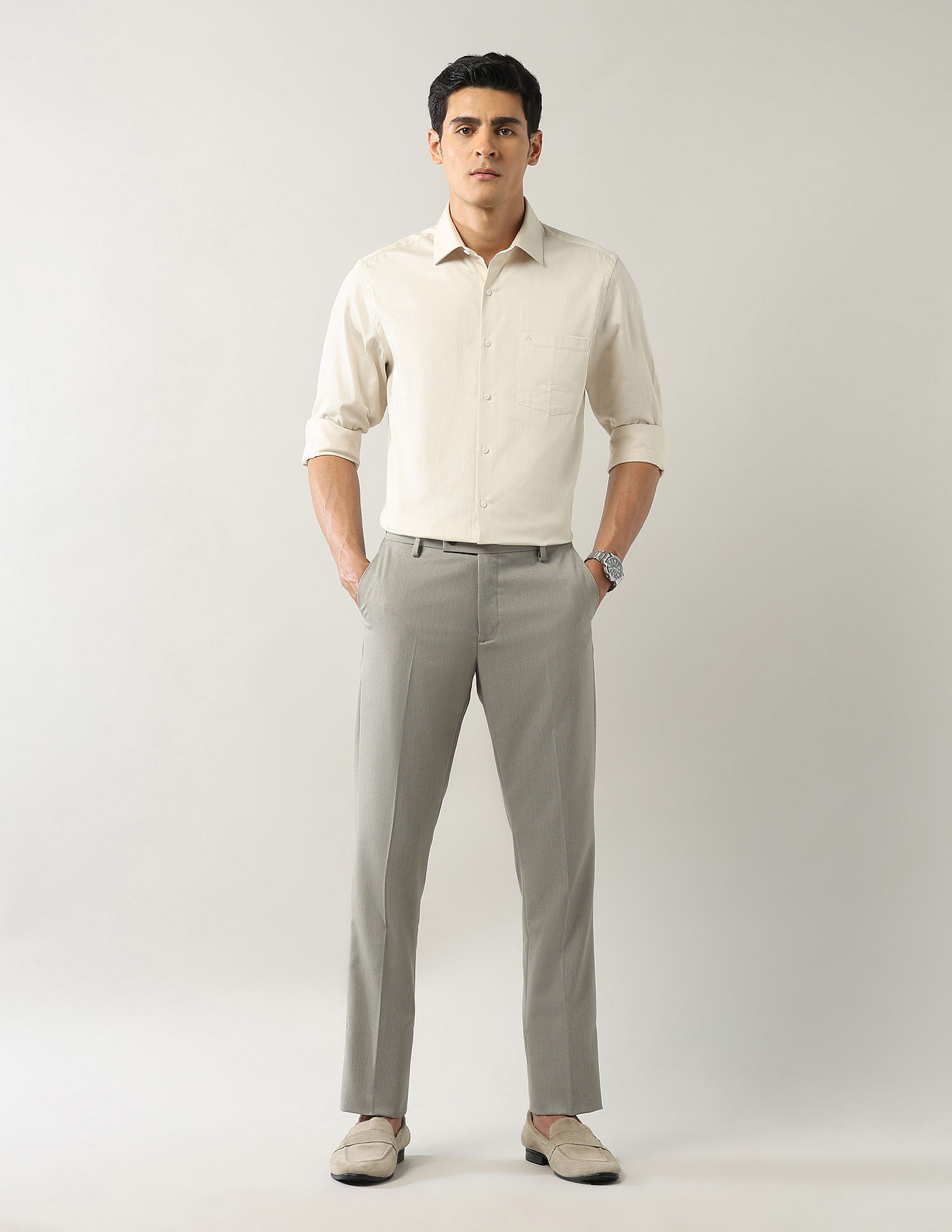 Arrow Mid Rise Smartflex Dobby Trousers