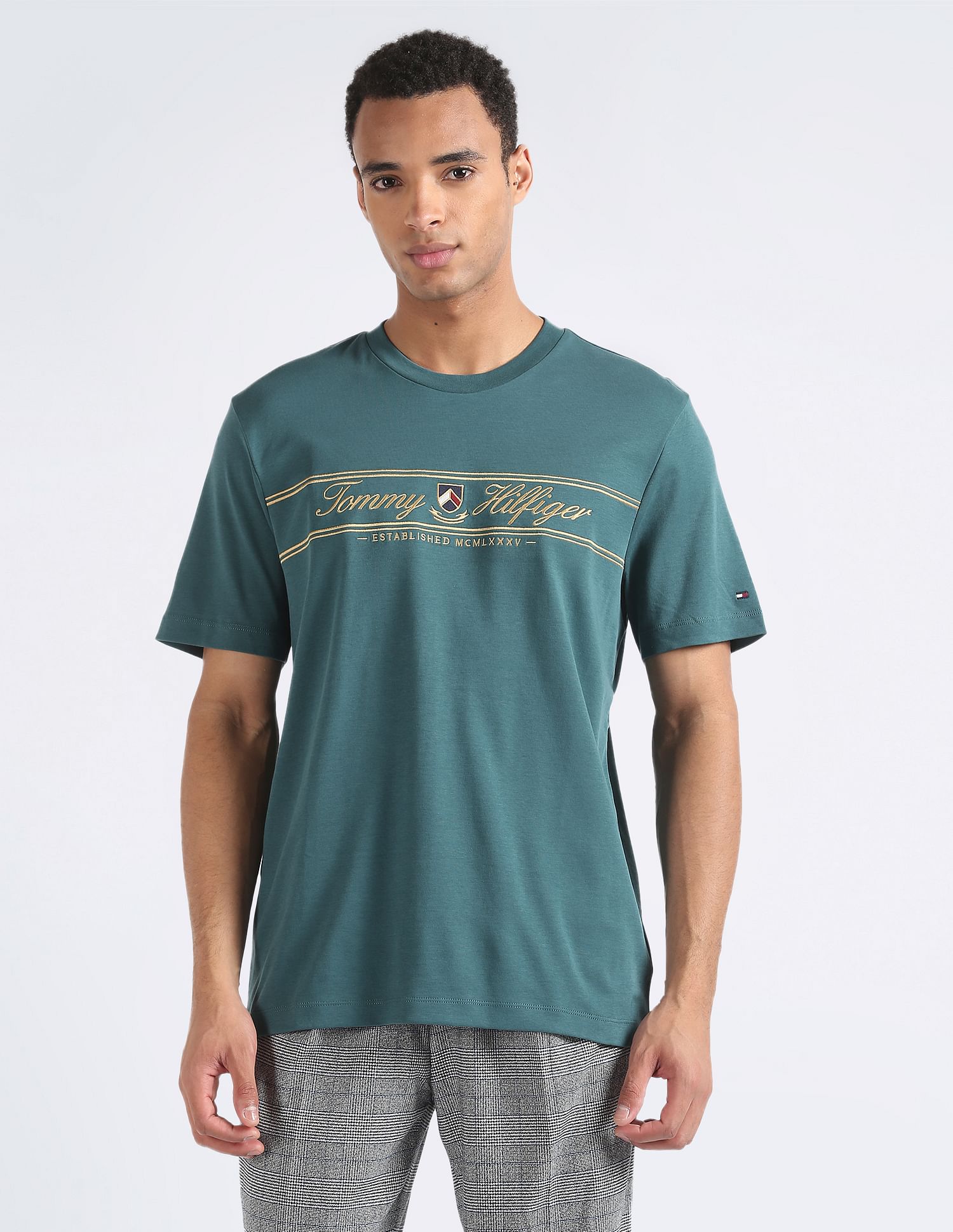 Tommy Hilfiger Gold Embroidered Cotton T-Shirt