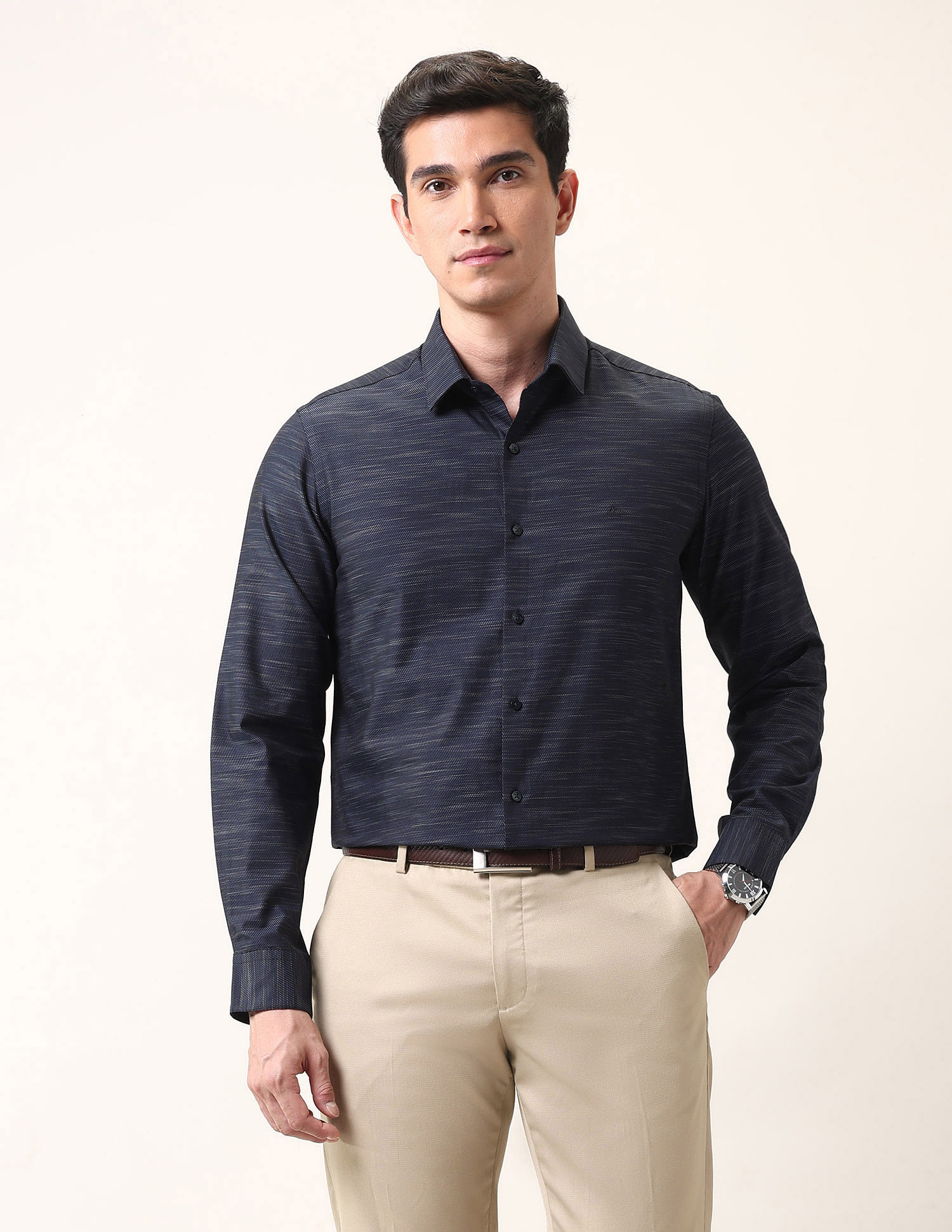 Arrow Manhattan Slim Fit All Over Printed Ceremonial Shirt