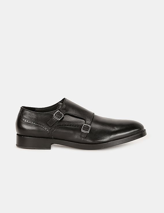 Buy Cole Haan Men Black Harrison Grand Double Monk Strap Leather Shoes NNNOW