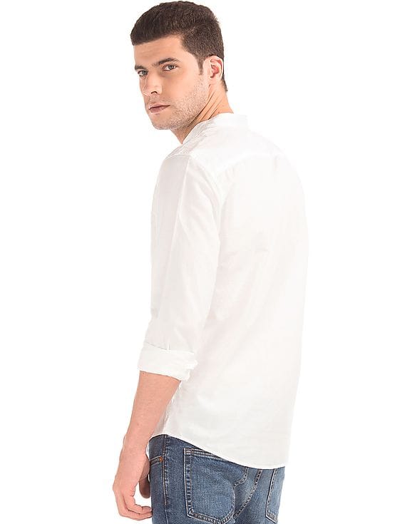 Buy GAP Men Men White Oxford Band Collar Slim Fit Shirt - NNNOW.com