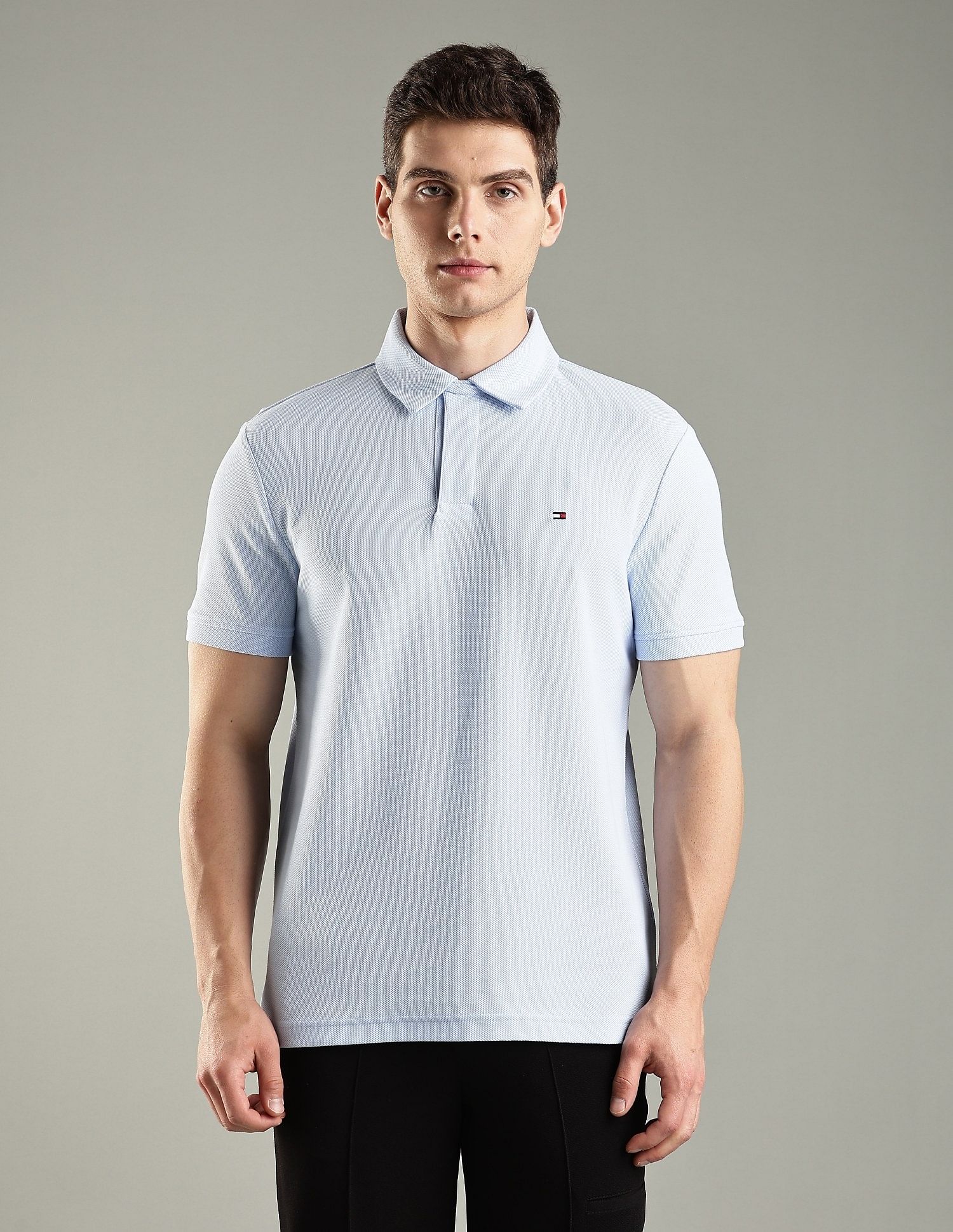Tommy Hilfiger Solid Regular-Fit Cotton Polo T-Shirt