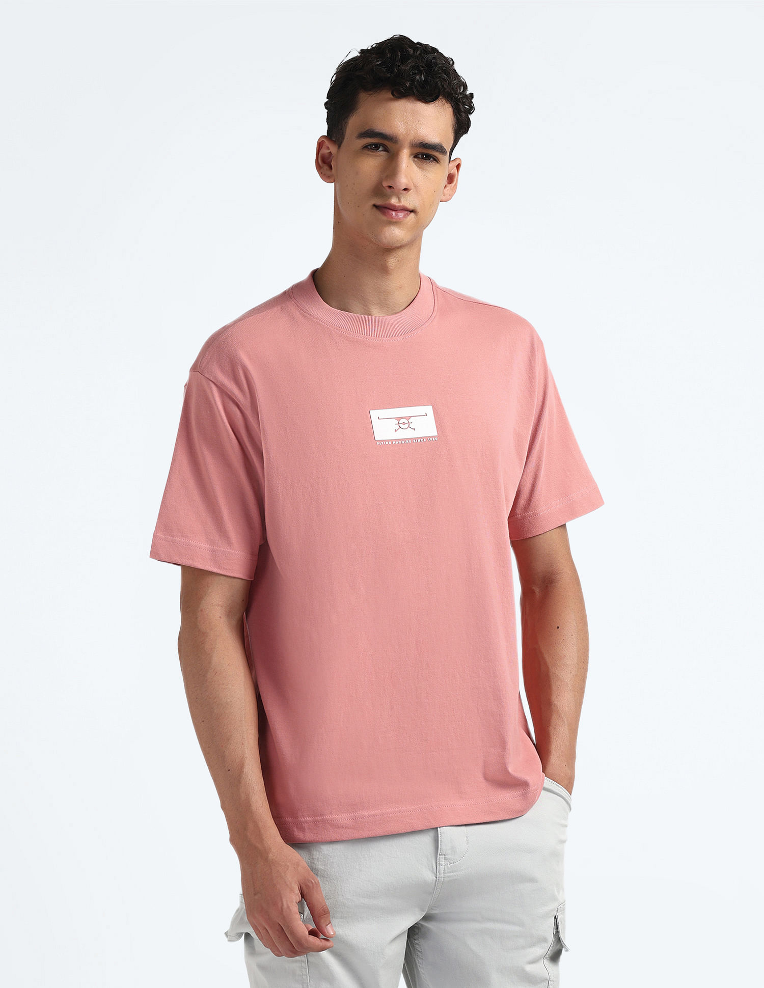 Flying Machine Crew Neck Relaxed Fit Logo T-Shirt