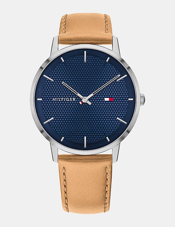 Buy Tommy Hilfiger Men Tan And Navy Leather Strap Analog Watch