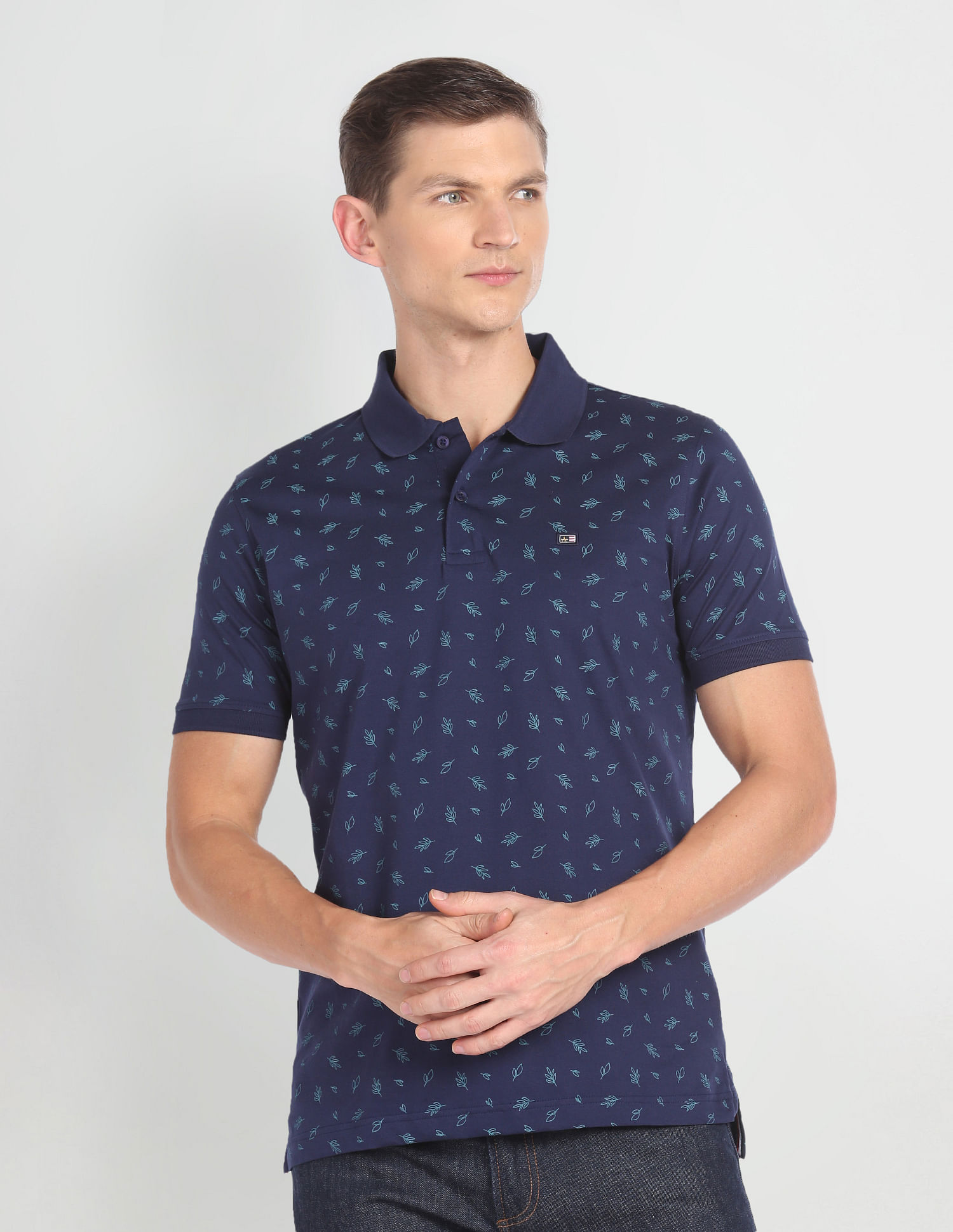 Arrow Sports Tropical Print Mercerized Polo Shirt