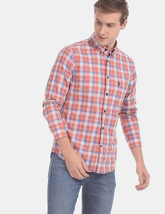 U.S. Polo Assn. Button Down Collar Long Sleeve Check Casual Shirt
