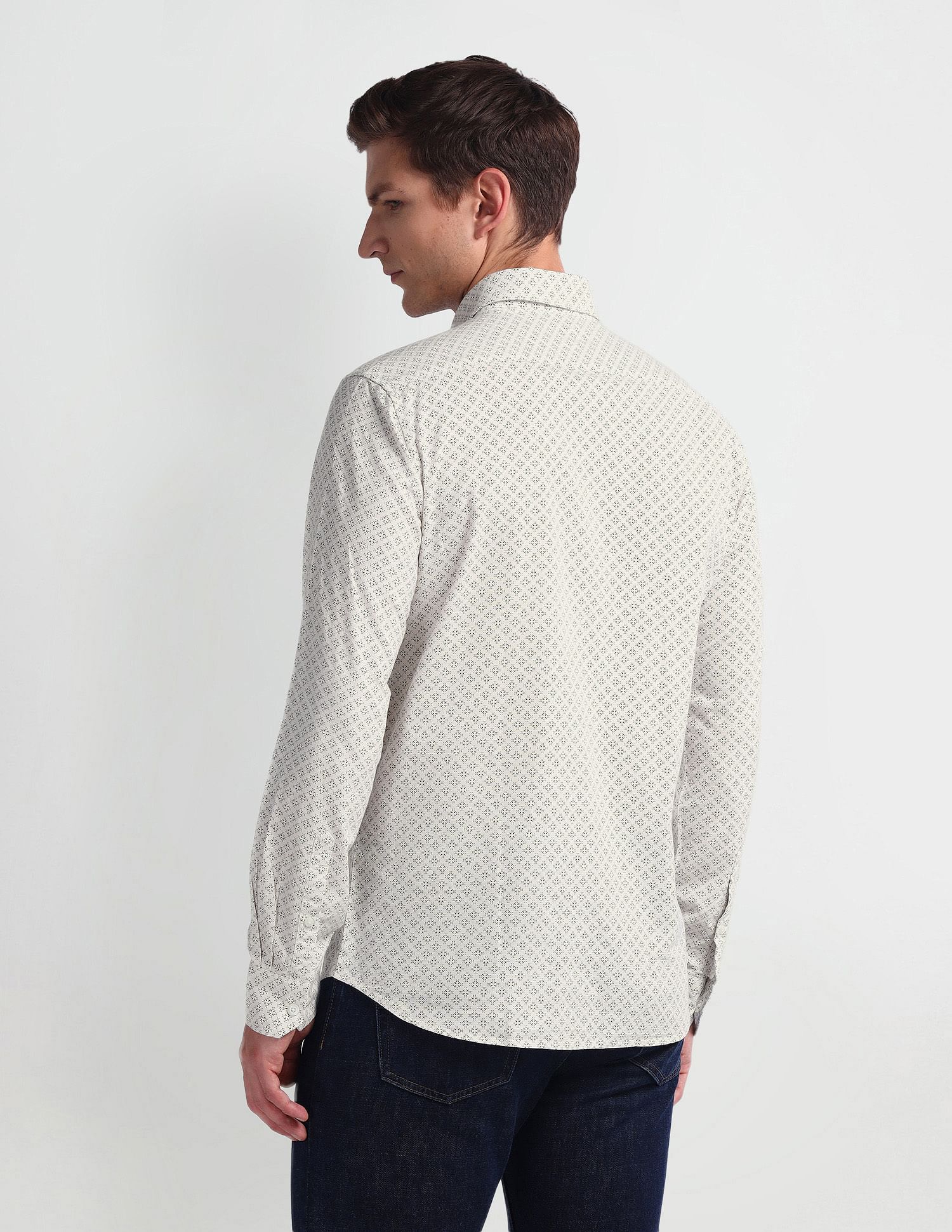 Arrow Sports Oxford Geometric Print Shirt
