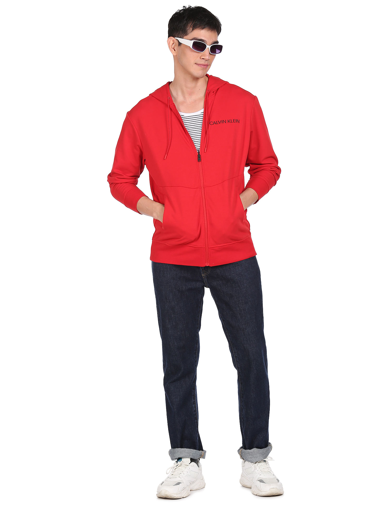 Calvin Klein Jeans Red Sweatshirt Pullover Men Size Medium