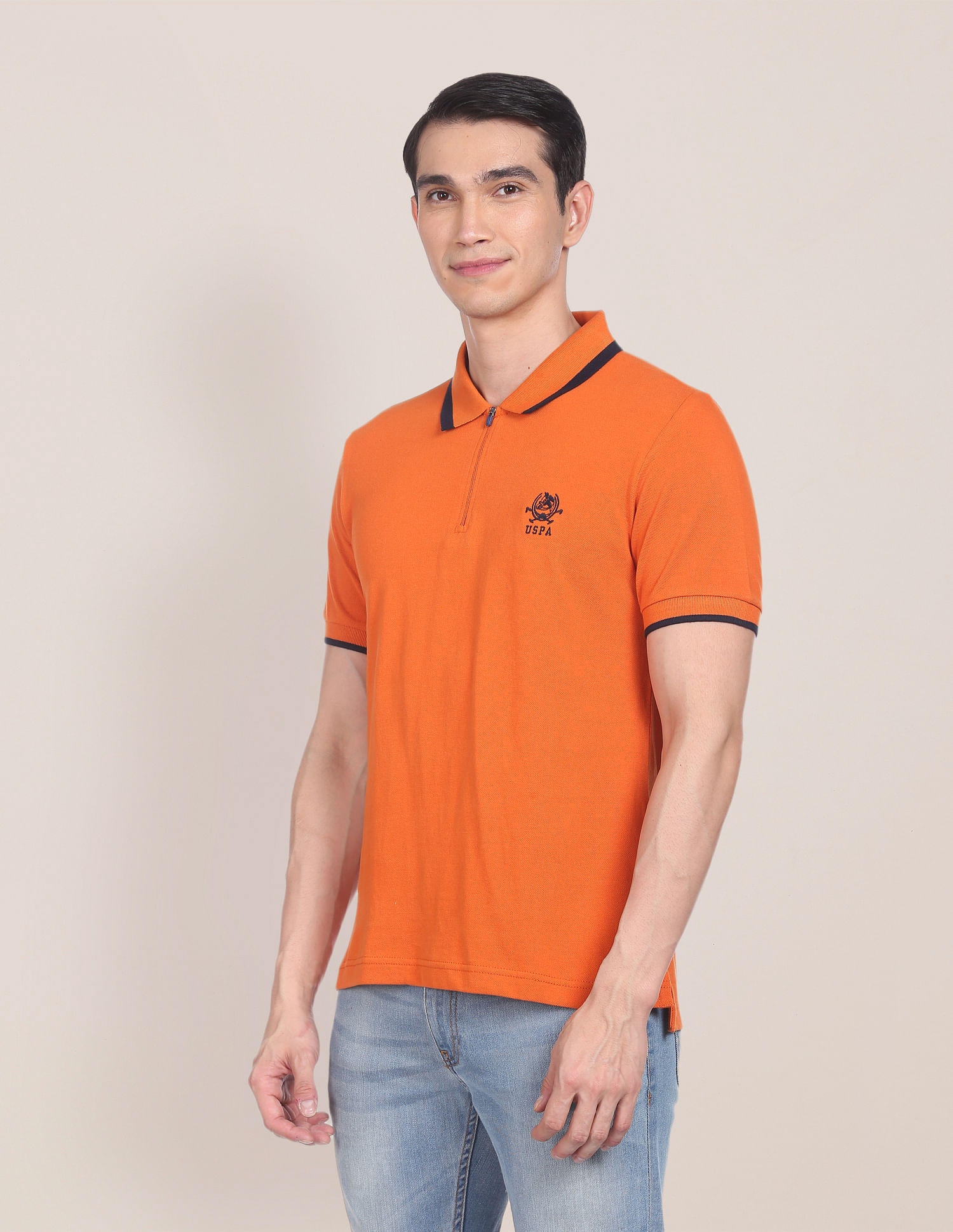 U.S. Polo Assn. Logo Embroidered Tipped Collar Polo Shirt