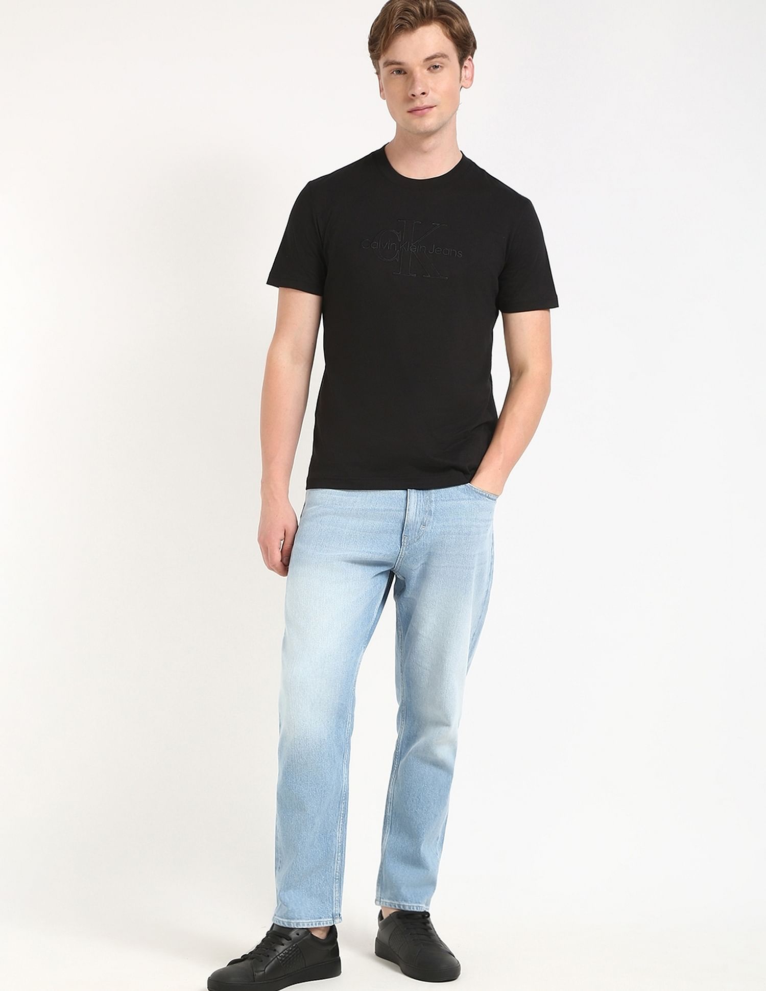 Calvin Klein Jeans Embroidered Logo Regular-Fit Cotton T Shirt
