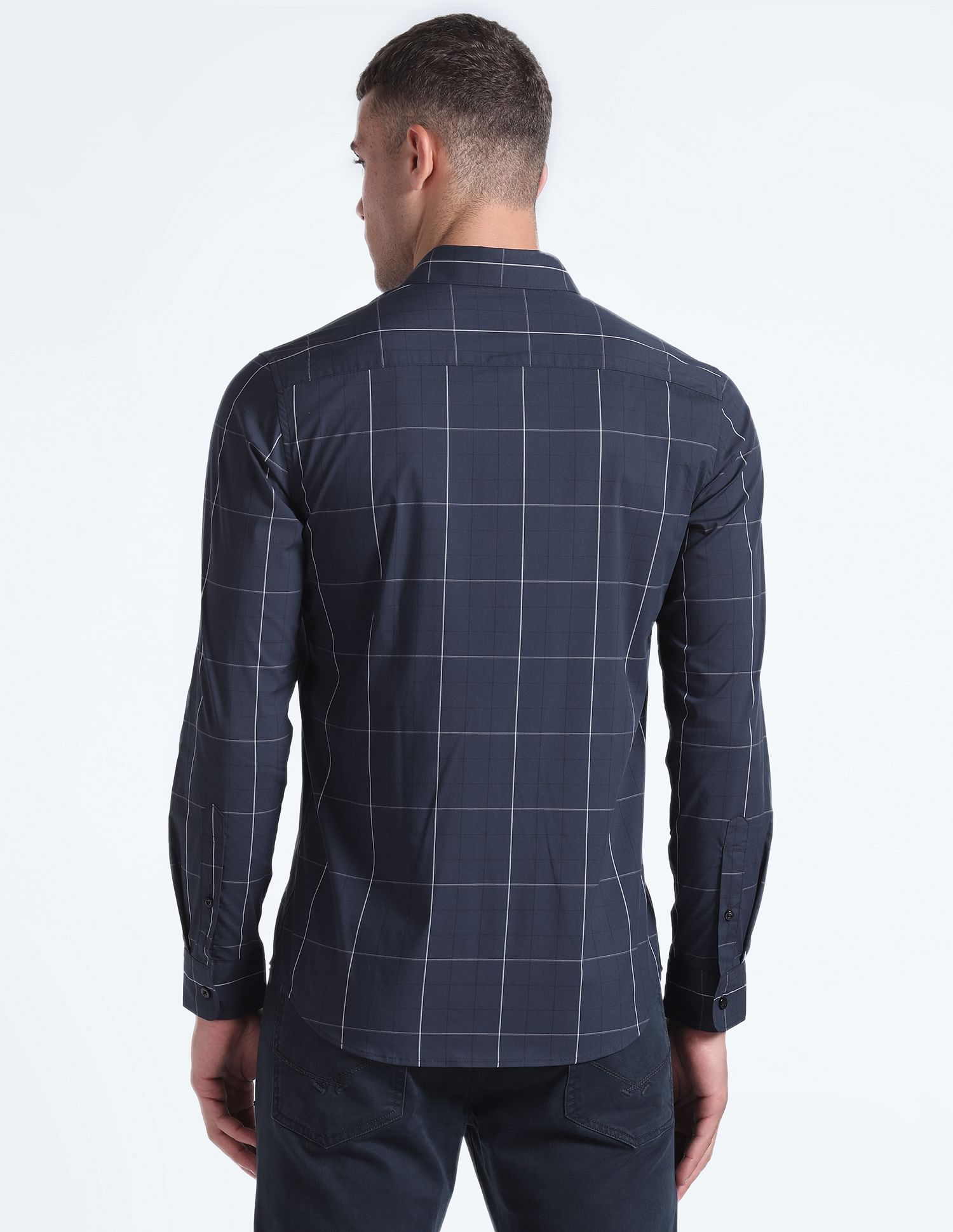 Flying Machine Windowpane Check Slim Fit Shirt
