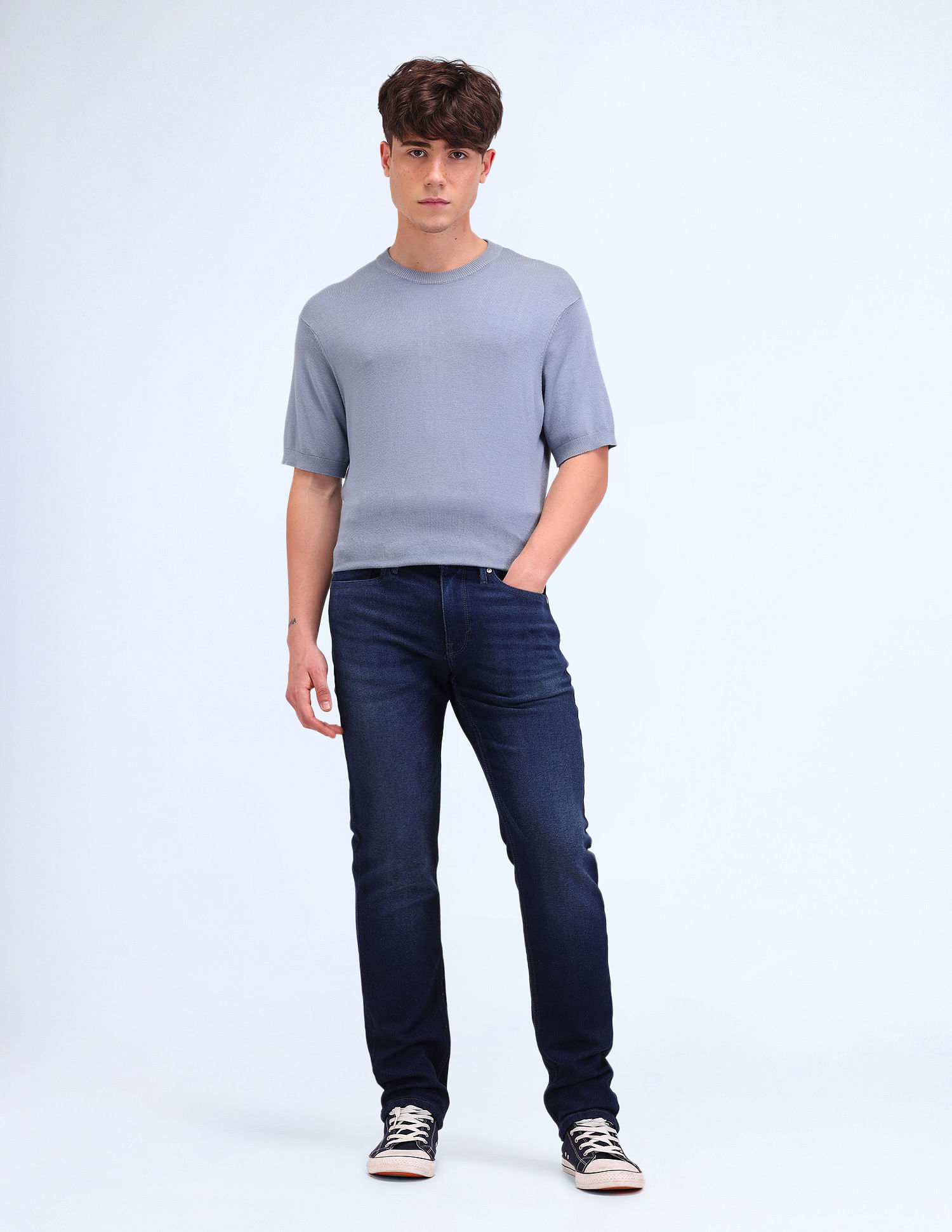 Flying Machine Freddie Slim Straight Fit Blue Jeans