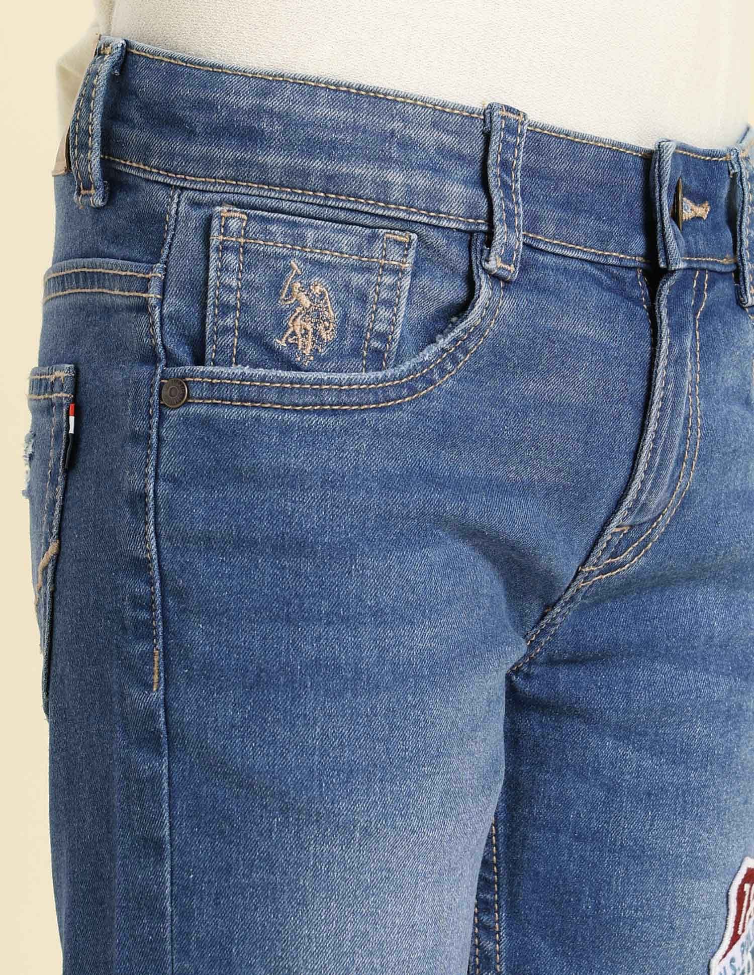 U.S. Polo Assn. Kids Boys Relaxed Fit Lightly Distressed Jeans
