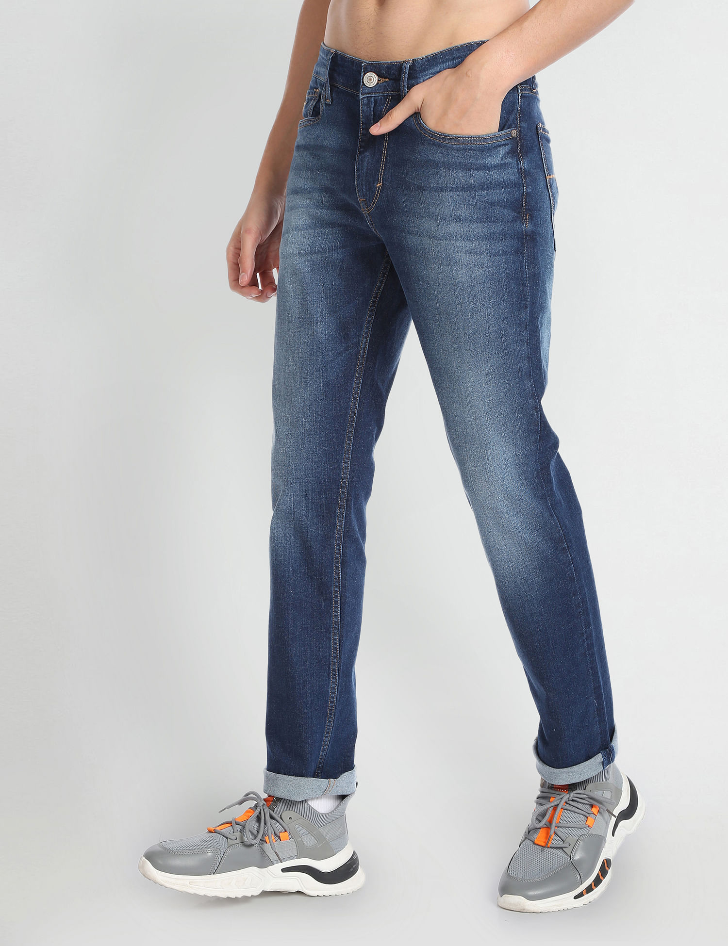 Flying Machine Stone Wash Freddie Slim Straight Fit Jeans