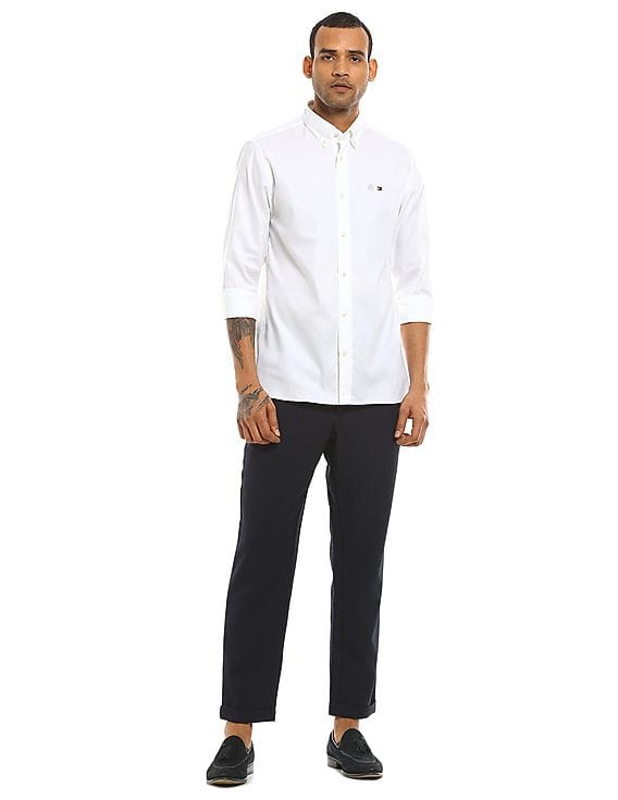 Buy Tommy Hilfiger Men White Mercedes Benz Logo Oxford Casual Buy Tommy Hilfiger Men White Mercedes Benz Logo Oxford Casual