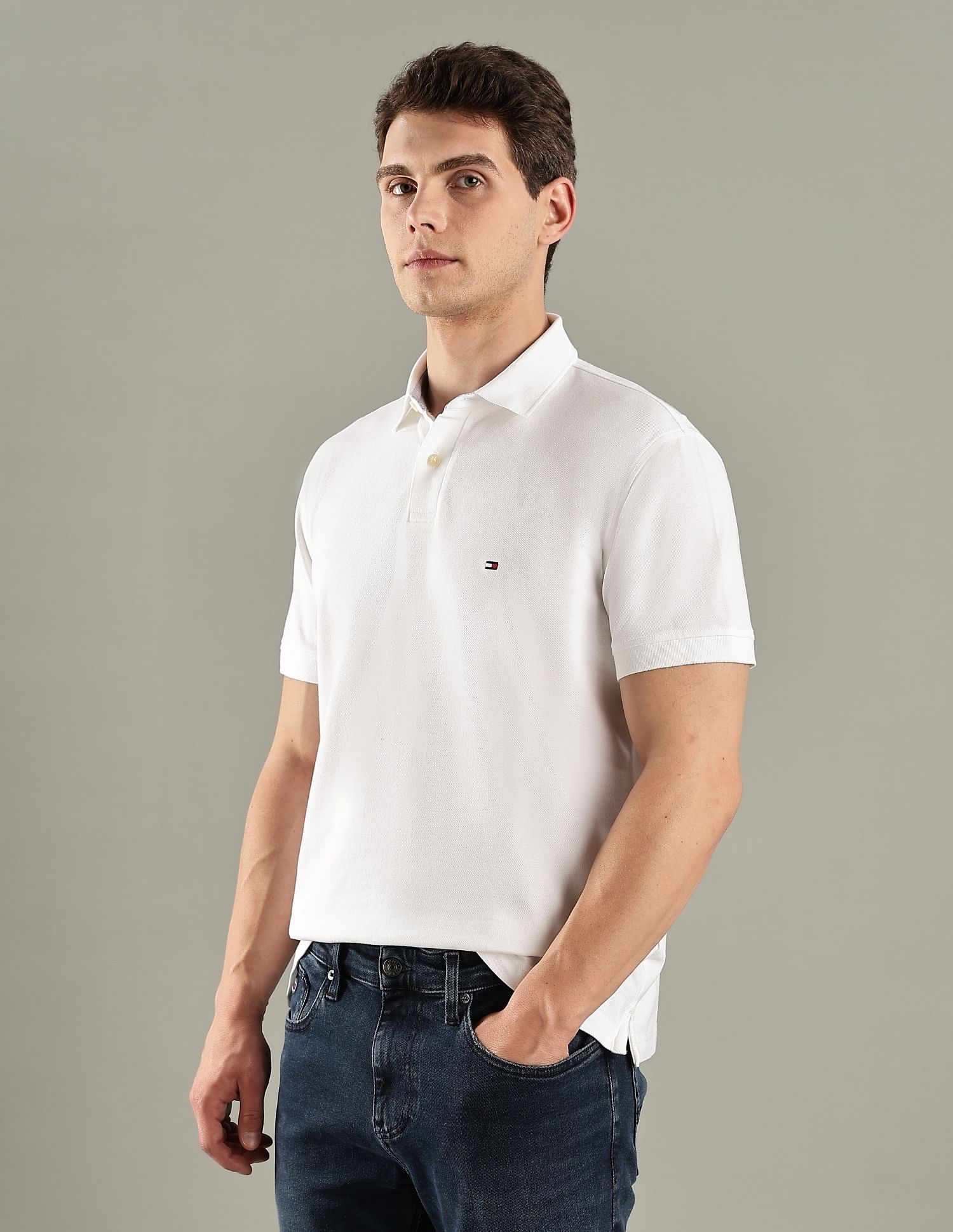 Tommy Hilfiger Solid Regular-Fit Cotton Polo T-Shirt