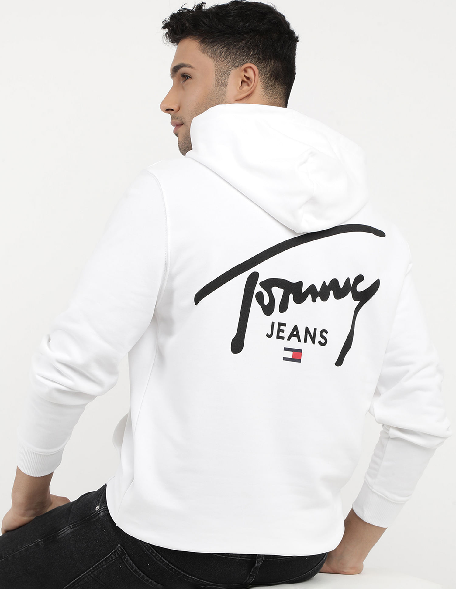 Tommy Hilfiger Graphic Signature Print Hood Sweatshirt